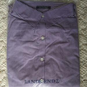 Land's End 18W 3/4 Sleeve Broadcloth Button-Down Shirt